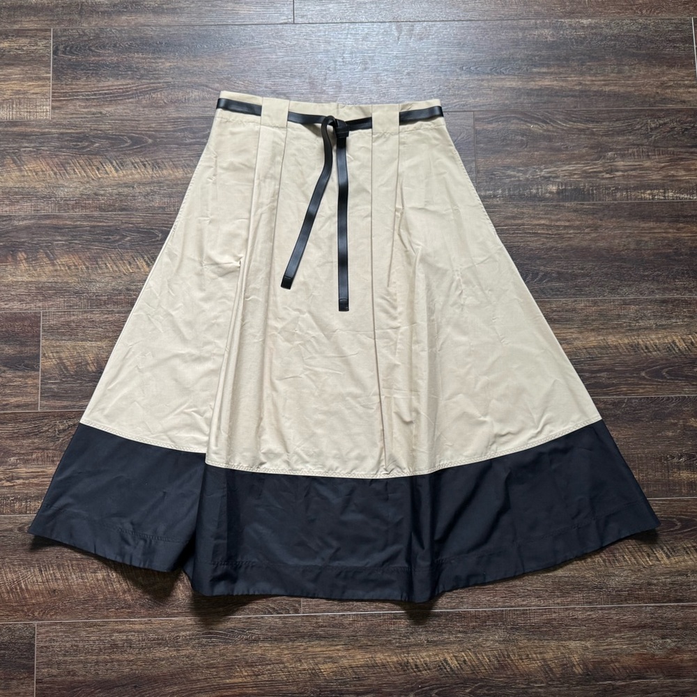 G. LABEL by GOOP A-Line Designer Women’s Tan Black Midi Skirt 12